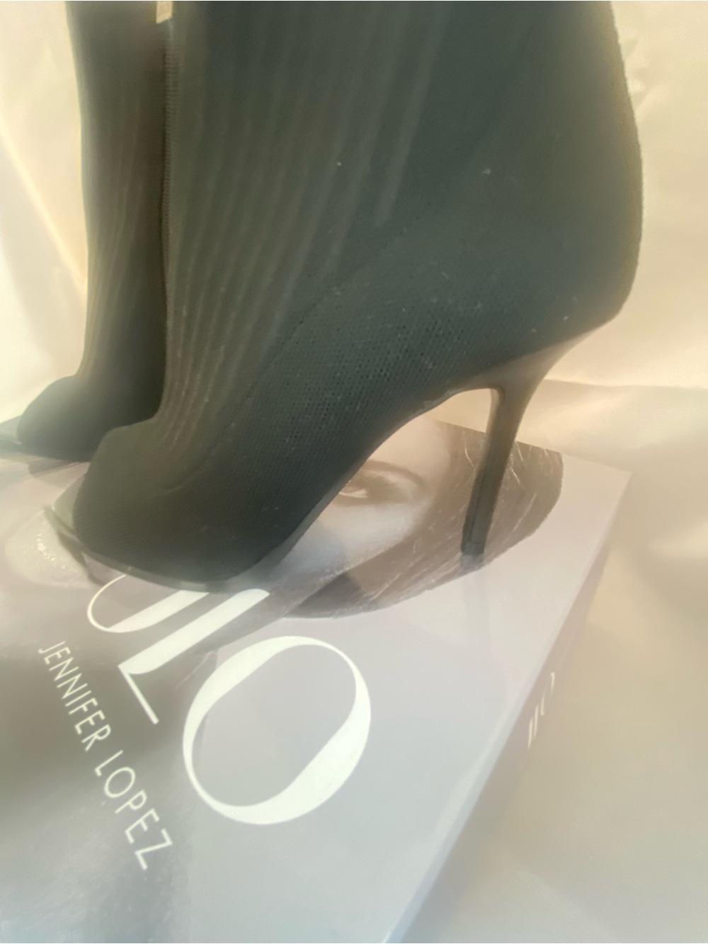 Jennifer Lopez Black Peep-Toe Stiletto Ankle Booties - Picture 11 of 14